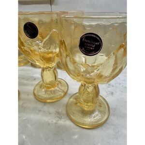 Vintage MCM Franciscan Tiffin Glass  Cabaret Yellow Cornsilk Goblets Set of 8